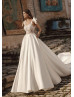 Tie Straps Ivory Lace Satin Pretty Wedding Dress